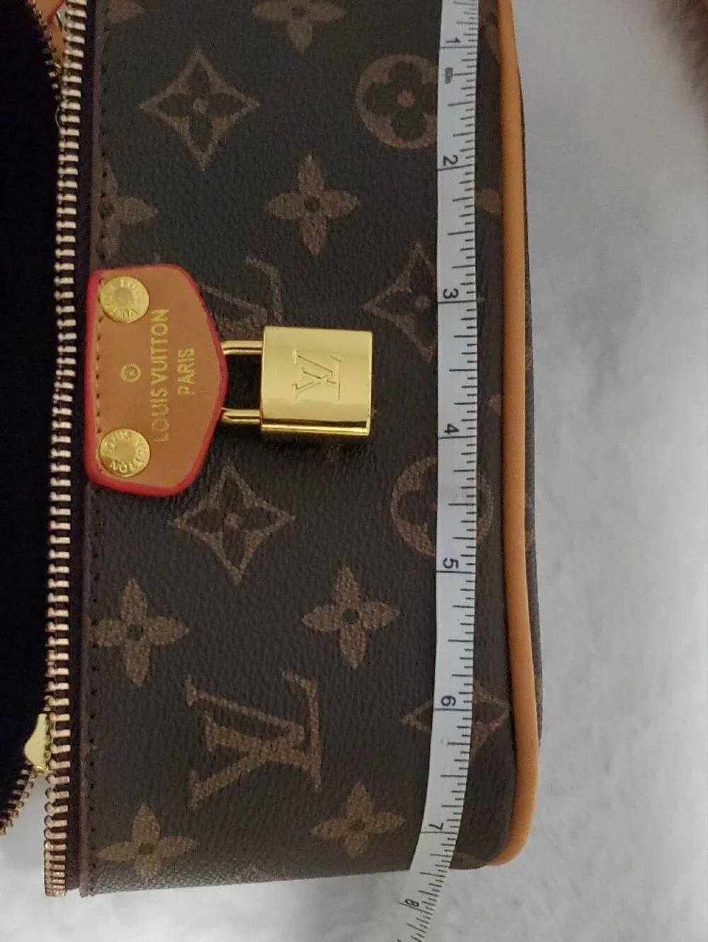 Lv💠 Brown Monogram Crossbody with Tan and Red-Trim